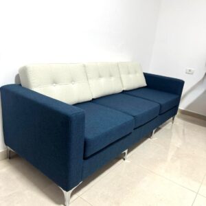 Modern Navy & Beige Three-Seater Sofa – Custom Upholstery & Leg Options