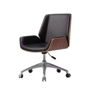 Medium-Back Office & Meeting Chair – Wood & Leather Design