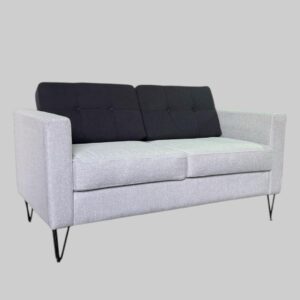 Modern Grey & Black Two-Seater Sofa – Custom Upholstery & Leg Options