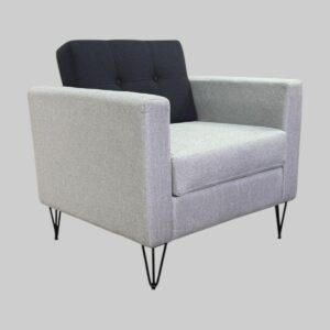 Modern Grey & Black Sofa with Elegant Metal Legs – Custom Upholstery