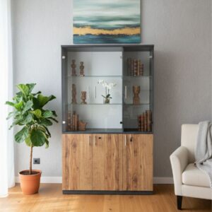 Executive Glass & Wood File Cabinet