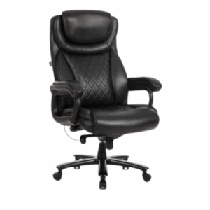 Luxury Executive Office Chair – Black Leather with Adjustable Headrest