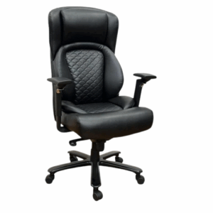 Luxury Executive Office Chair – Black Leather with Adjustable Armrests